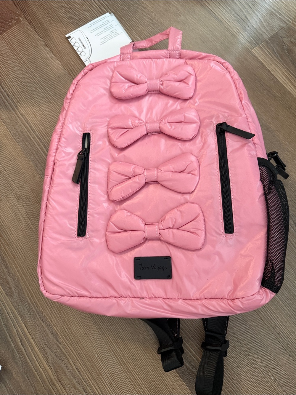 NWT 7am enfant midi bows backpack in pink